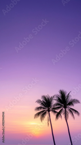 Silhouette of palm trees on purple sunset hd phone wallpaper