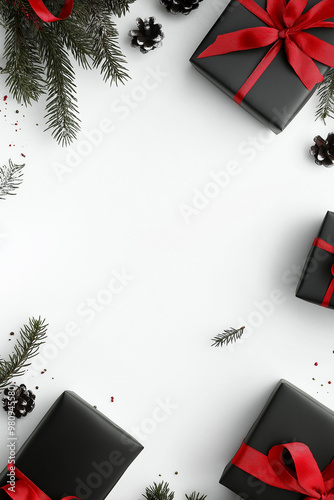 Black Friday sale banner with gifts. Light background with black gifts