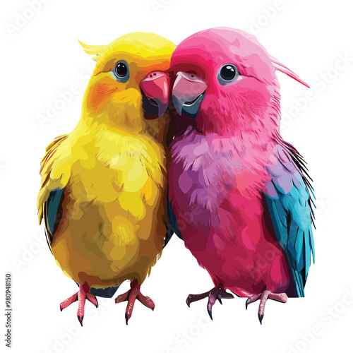 vector illustration of a pair of beautiful lovebirds