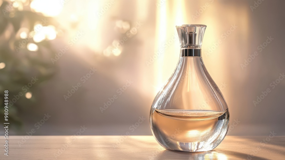 Sleek perfume bottle with a refined design and sparkling, clean surface Sleek perfume bottle with a refined design and sparkling, clean surface