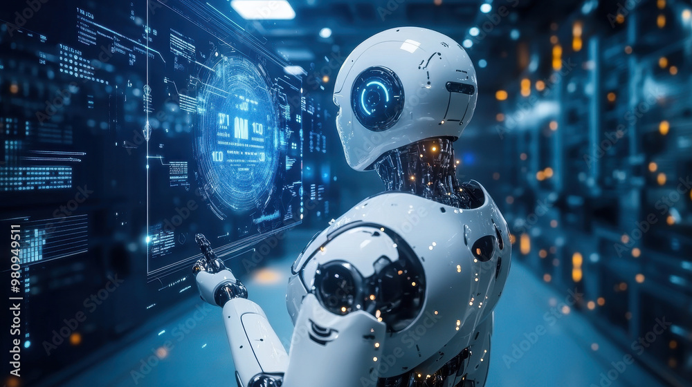 Artificial intelligence robot big data network technology background abstract digital art illustration Artificial intelligence robot big data network technology background abstract digital art illustration