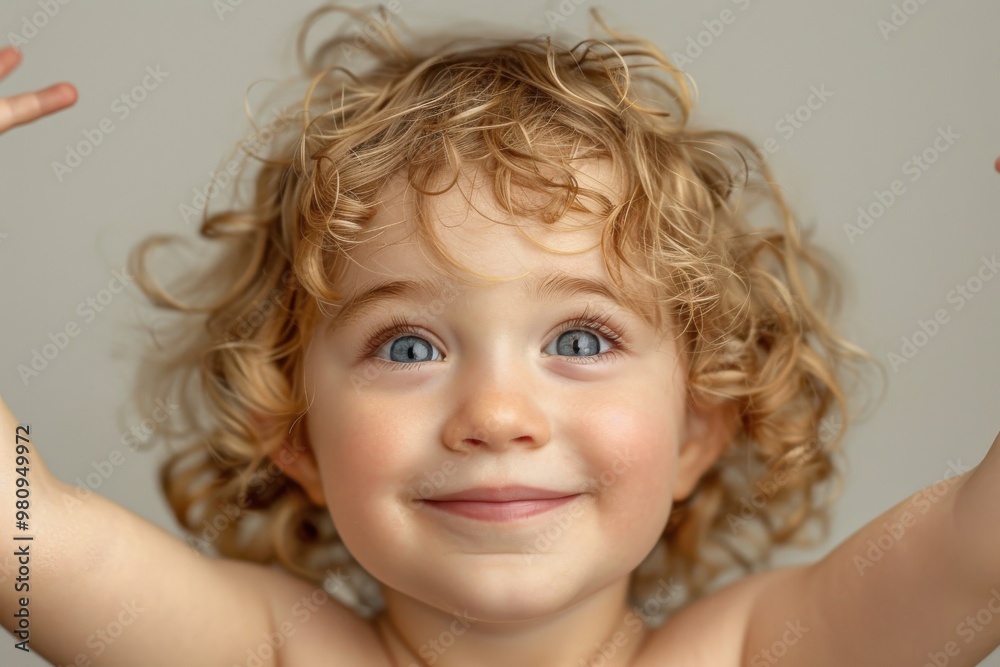 Joyful Young Child with Curly Hair Joyful Young Child with Curly Hair