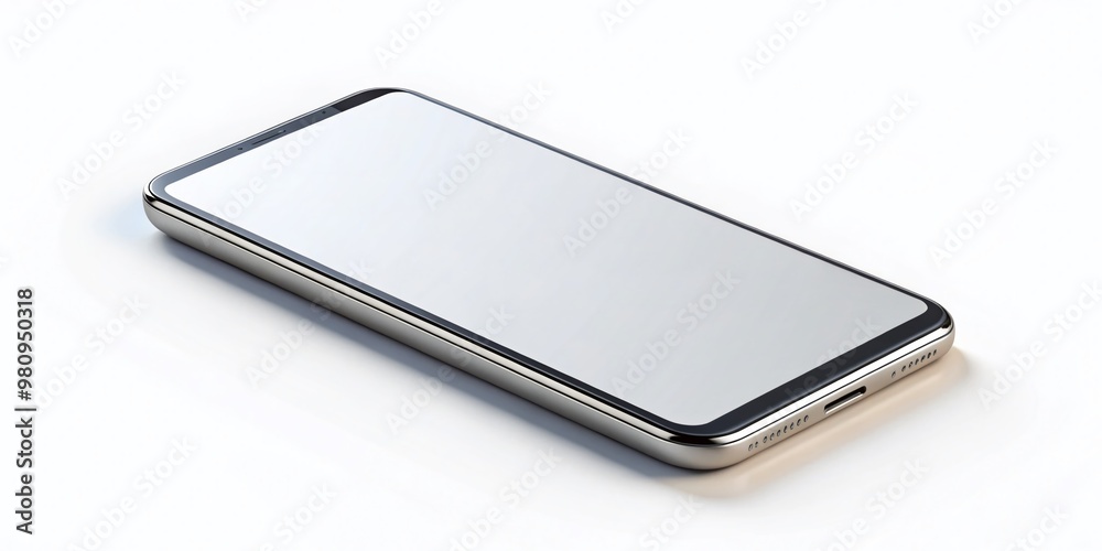 Modern smartphone with blank screen and sleek design isolated on white background, 3D rendered mockup template for Modern smartphone with blank screen and sleek design isolated on white background, 3D rendered mockup template for