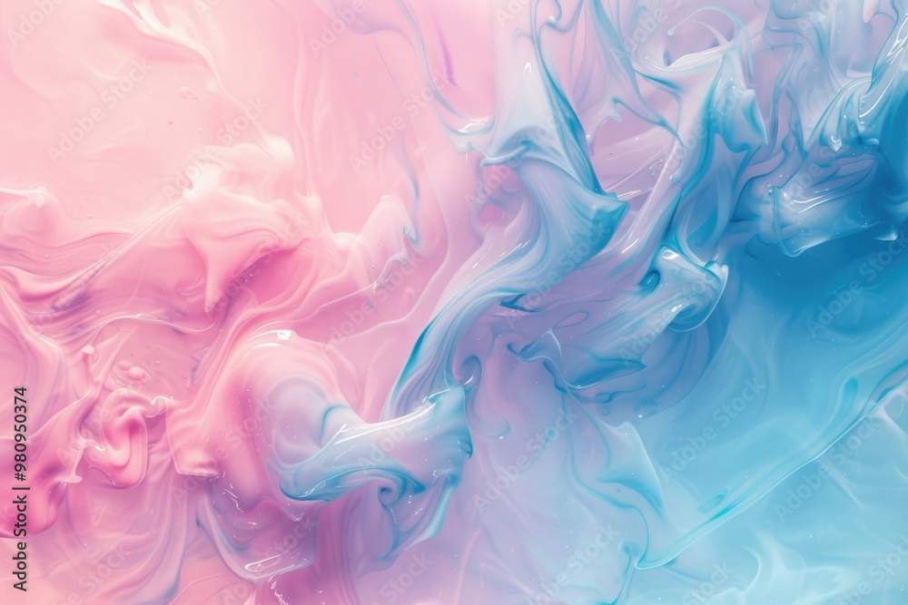 Pastel Fluid Acrylic Pour - Abstract Art in Pink and Blue Hues Pastel Fluid Acrylic Pour - Abstract Art in Pink and Blue Hues