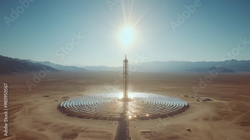 Solar Power Plant in Desert Landscape. photo