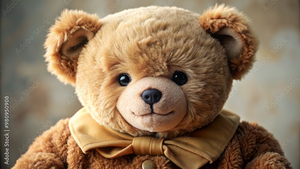 Gently stitched, the teddy bear's soft brown coat envelops its Down syndrome features, radiating warmth and affection. Gently stitched, the teddy bear's soft brown coat envelops its Down syndrome features, radiating warmth and affection.