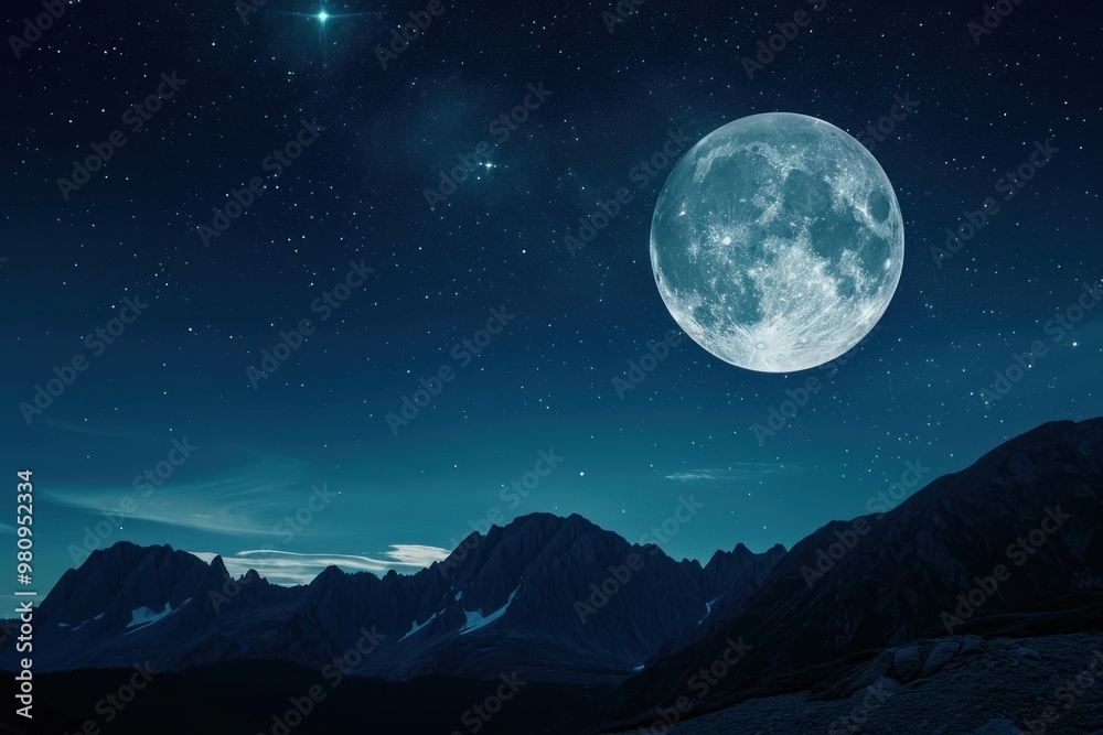 Fototapeta premium Moon night landscape astronomy.