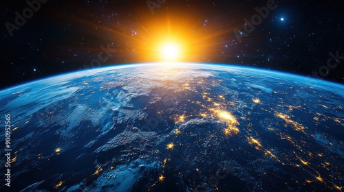 Stunning Sunrise Over Earth From Space Perspective