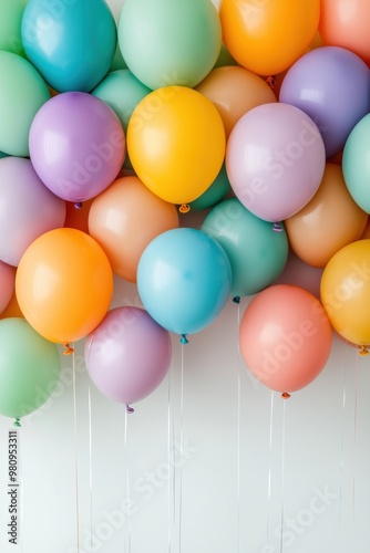 A vibrant collection of colorful balloons in various shades, perfect for celebrations and festive occasions.