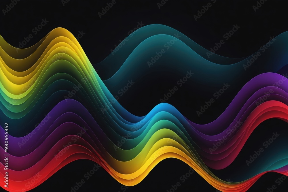dark grainy color gradient wave background, purple red yellow blue green colors banner poster cover abstract design, black copy space dark grainy color gradient wave background, purple red yellow blue green colors banner poster cover abstract design, black copy space