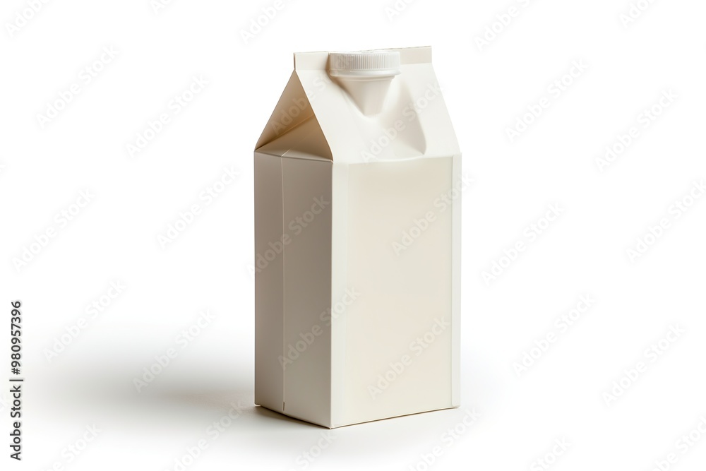 A simple white carton standing alone on a white background, showcasing minimalistic design and isolation for product presentation A simple white carton standing alone on a white background, showcasing minimalistic design and isolation for product presentation