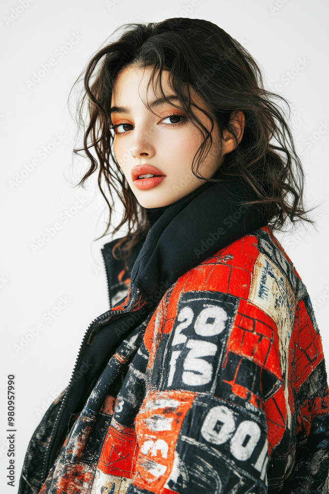 Model in stylish puffer. Model in stylish puffer.