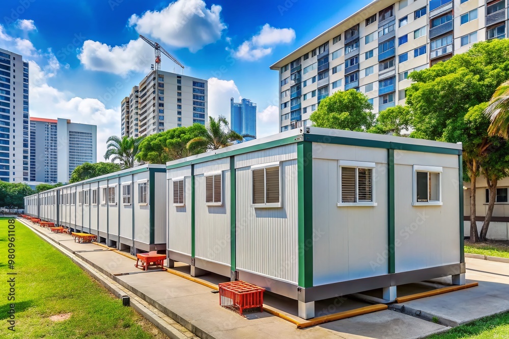 Portable modular accommodation units installed in a residential ...