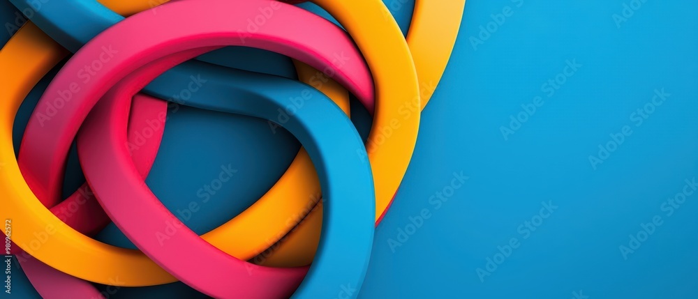 Colorful twisted shape create an abstract design on a vibrant blue background, ideal for creative and playful projects. Colorful twisted shape create an abstract design on a vibrant blue background, ideal for creative and playful projects.