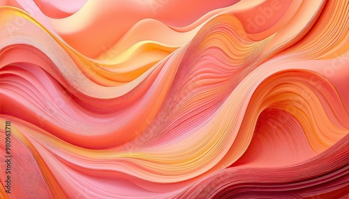 Peach Fuzz color of the year 2024 abstract waves background. New 2024 trending Peach Fuzz color. Colour trend palette photo