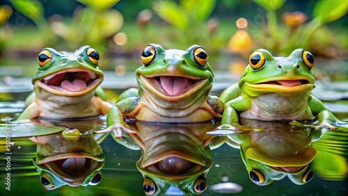 * Ribbiting humor abounds in this lively collection of frogs with comical attitudes and antics.