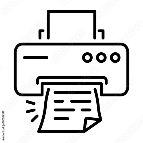 An outline icon of paper printer 