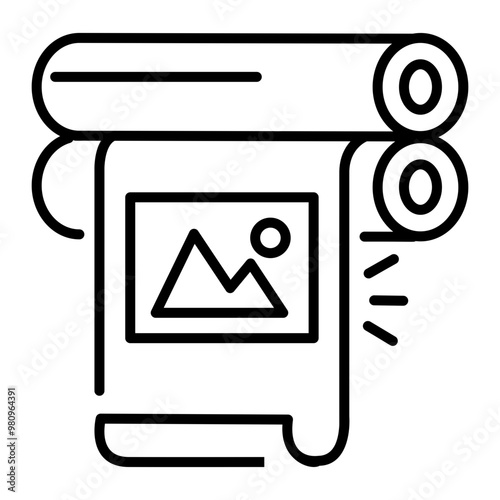 Linear style icon of offset printing 