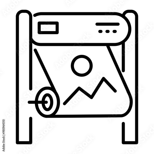 An outline icon of offset press machine 