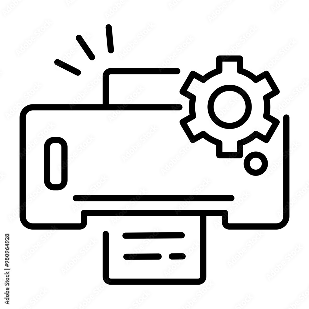 A linear style icon of printer settings A linear style icon of printer settings