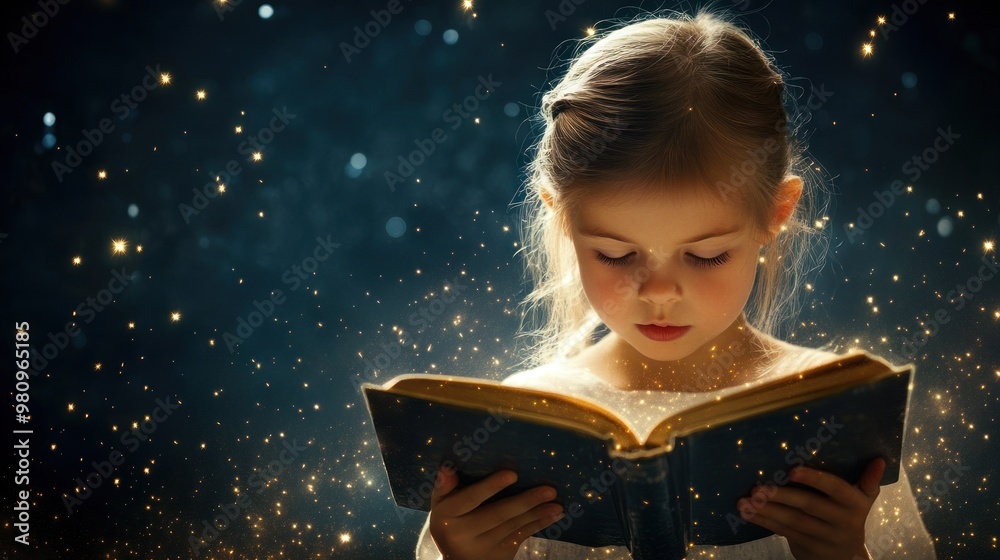 A Little Girl Reading a Book A Little Girl Reading a Book
