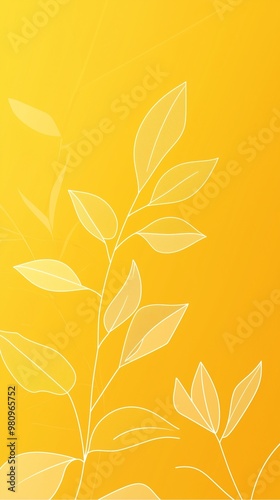 Yellow gradient background, clean, simple lined flower illustration, elegant, sophisticated