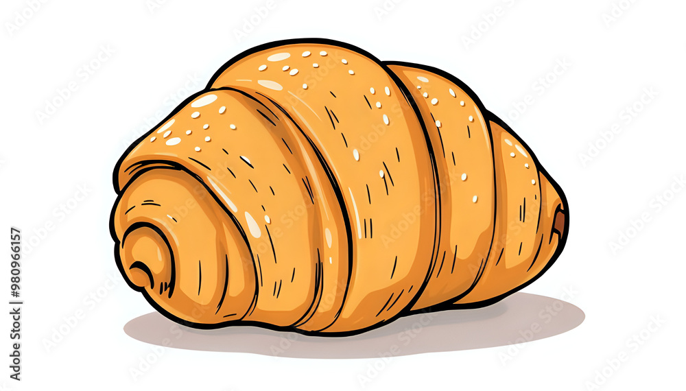 3 Cartoon Drawings of French Croissants: Traditional Puff Pastry Illustrations 3 Cartoon Drawings of French Croissants: Traditional Puff Pastry Illustrations