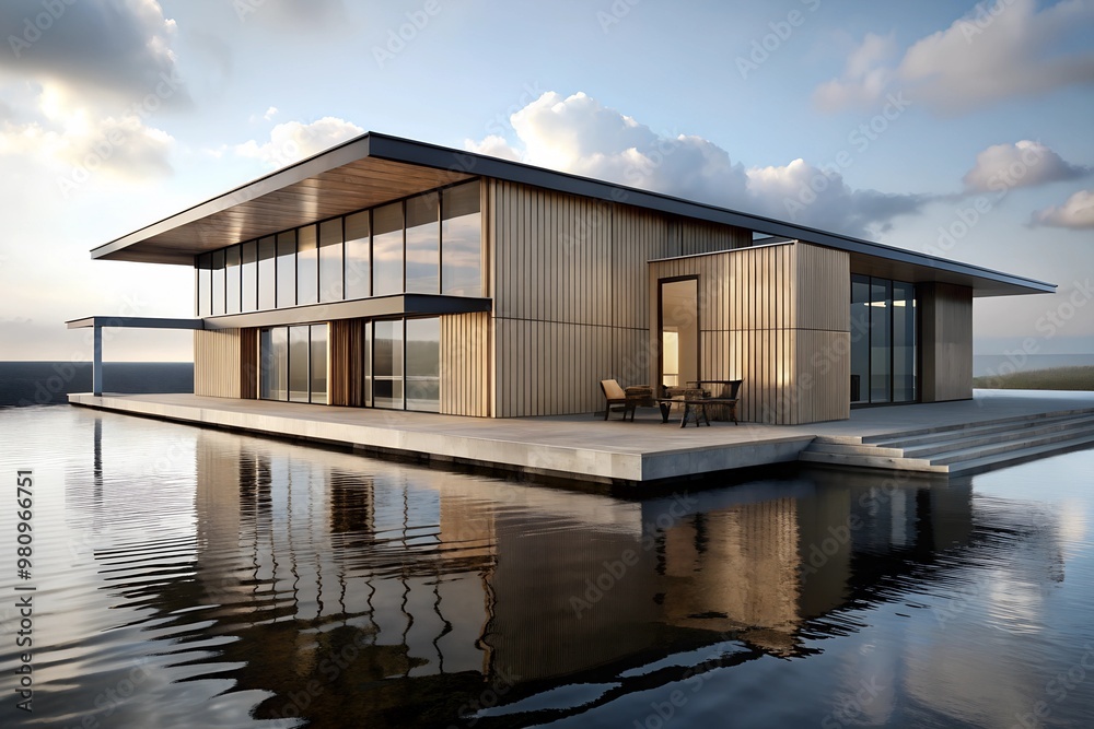 Modern Lakeside House with Panoramic Water Views Modern Lakeside House with Panoramic Water Views