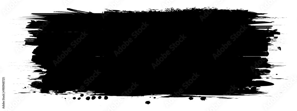 Fototapeta premium Black Grunge Brush Stroke Banner Gritty Design Vector Text Box Frame Transparent PNG