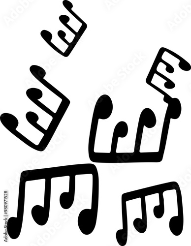 music notes silhouettes vector. song tunes. melody