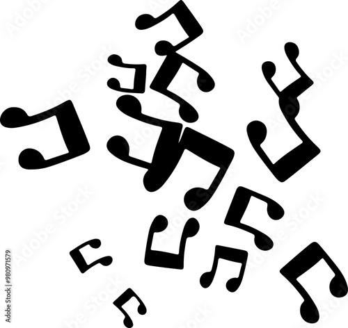 music notes silhouettes vector. song tunes. melody