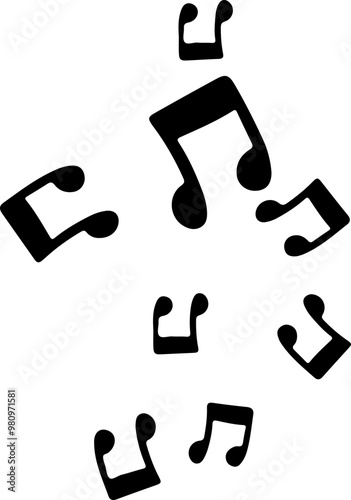 music notes silhouettes vector. song tunes. melody
