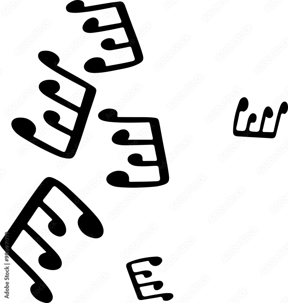 music notes silhouettes vector. song tunes. melody music notes silhouettes vector. song tunes. melody