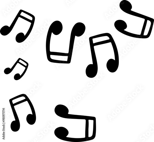 music notes silhouettes vector. song tunes. melody