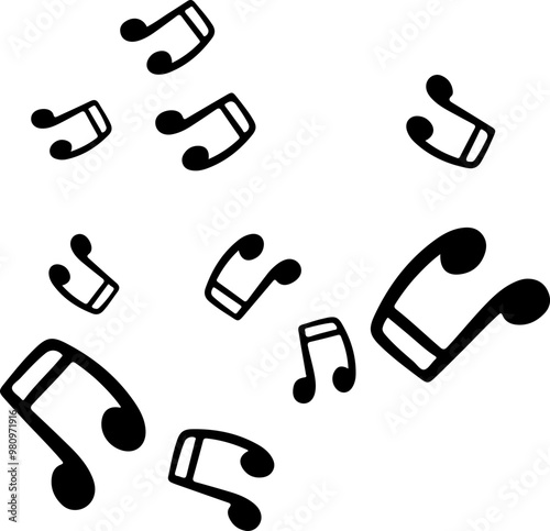 music notes silhouettes vector. song tunes. melody