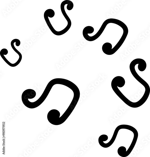 music notes silhouettes vector. song tunes. melody