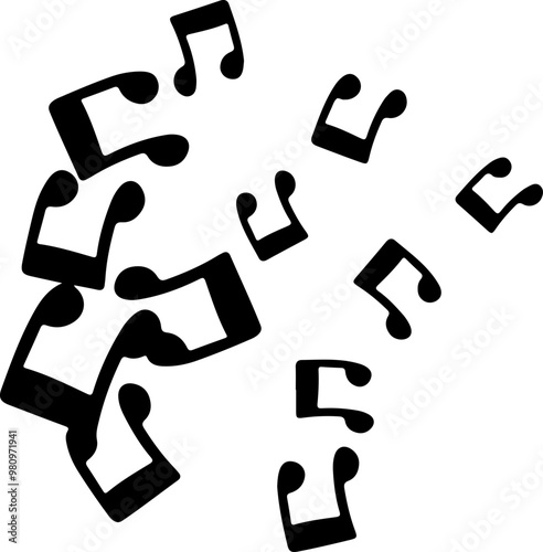 music notes silhouettes vector. song tunes. melody