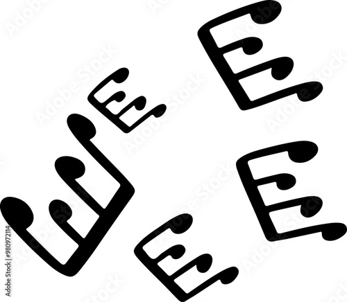 music notes silhouettes vector. song tunes. melody