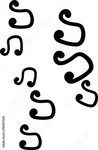 music notes silhouettes vector. song tunes. melody