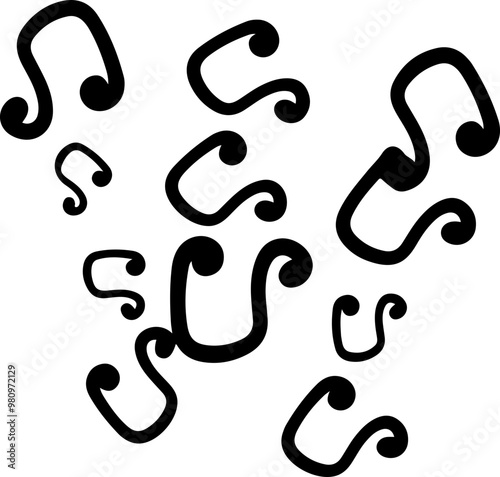 music notes silhouettes vector. song tunes. melody