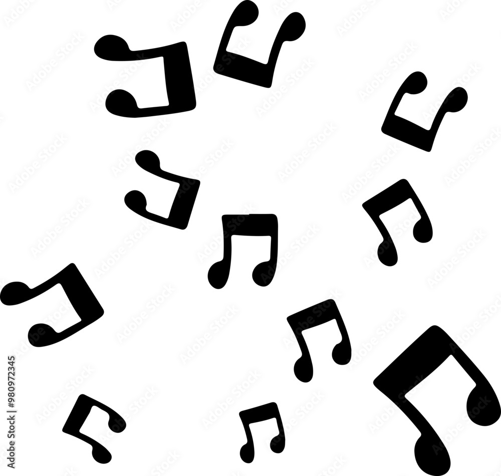 music notes silhouettes vector. song tunes. melody music notes silhouettes vector. song tunes. melody