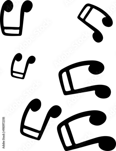 music notes silhouettes vector. song tunes. melody