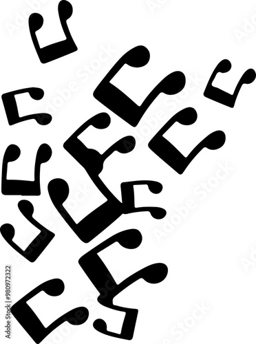 music notes silhouettes vector. song tunes. melody