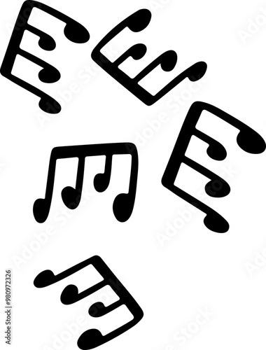 music notes silhouettes vector. song tunes. melody