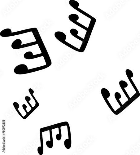 music notes silhouettes vector. song tunes. melody