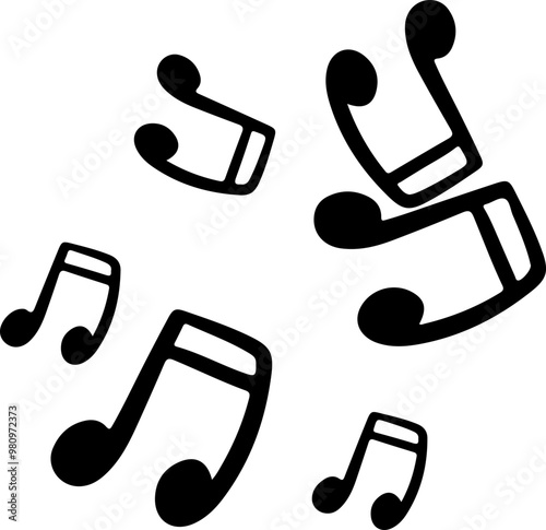 music notes silhouettes vector. song tunes. melody