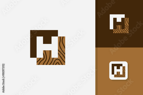 h letter wood logo design vector template