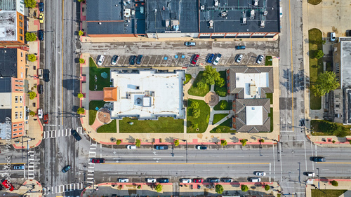 Obraz na płótnie Aerial Top Down of Defiance County Courthouse Intersection Ohio