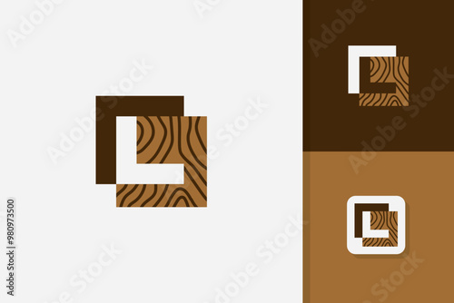 l letter wood logo design vector template