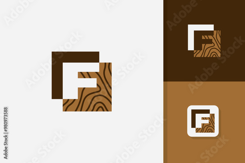 f letter wood logo design vector template